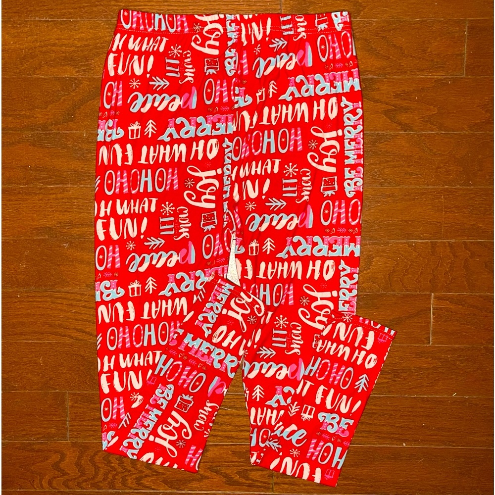 Merry Christmas Santa HoHo Holiday High Waist Red Leggings Small / Medium 4 - 10 - Picture 8 of 11